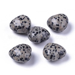 Jaspe dalmatien naturel coeur pierre d'amour, pierre de palme de poche pour équilibrer le reiki, 20x20x13~13.5mm