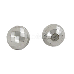 Silver Color Faceted Acrylic Beads, Round, about 8mm wide, 8mm long, hole: 1.5mm