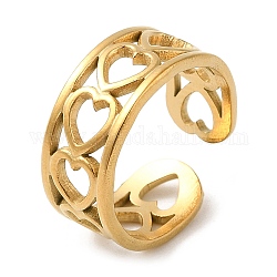 304 anillo abierto de acero inoxidable con corazón hueco para el día de San Valentín., real 18k chapado en oro, nosotros tamaño 3 (14 mm)