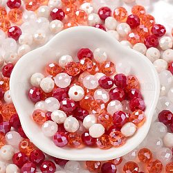 Perles en verre, facette, rondelle, tomate, 6x5mm, Trou: 1mm, environ 2360 pcs/500 g