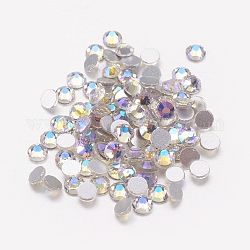 Perle en verre de dos plat, Grade a, dos plaqué, facette, demi-rond, cristal ab, 2.7~2.8mm, environ 1440 pcs / sachet 