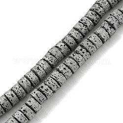 Fili di perle di roccia lavica naturale elettrodeposta, colonna, platino placcato, 4~4.5x2~2.5mm, Foro: 1 mm, circa 154pcs/filo, 16.54'' (42 cm)