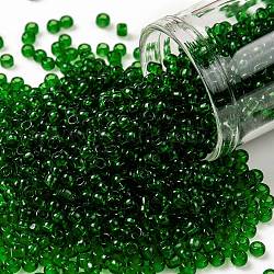 Toho perline rotonde, perline giapponesi, (7b) verde erba trasparente, 8/0, 3mm, Foro: 1 mm, circa 222pcs/10g