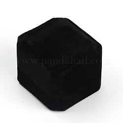 Cajas cuadradas de collar de terciopelo, con flip, negro, 5.4x4.9 cm