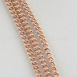 Несварные цепочки из железа, бордюрные цепи, с катушкой, розовое золото , 3.3x2.1x0.6 мм, около 32.8 фута (10 м) / рулон