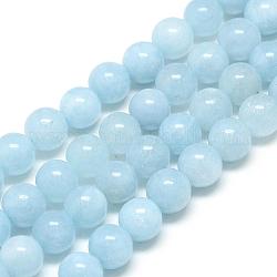 Natürliche Aquamarin Perlen Stränge, Runde, 10x9.5 mm, Bohrung: 1 mm, ca. 38 Stk. / Strang, 14.5 Zoll