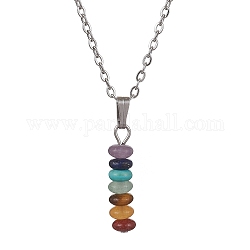 Ожерелья-подвески в форме диска из натуральных и синтетических драгоценных камней, с цепями из нержавеющей стали, платина, 17.80 дюйм (452 мм)