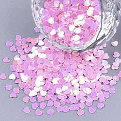 Accessori dell'ornamento, paillette / paillettes in plastica pvc, ab colore placcato, cuore, perla rosa, 2.7x3x0.4mm, circa 18000pcs/50g
