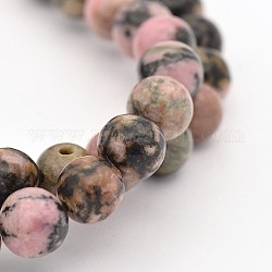 Runde natürlichen Rhodonit Perlen Stränge, 6 mm, Bohrung: 1 mm, ca. 60 Stk. / Strang, 15.5 Zoll