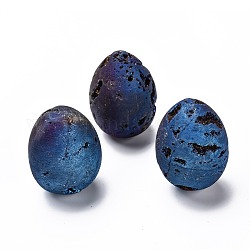 Perles en agate druzy naturelle, décorations de maison en pierre précieuse, pas de trous / non percés, ovale, multi-couleur plaquée, 40x30mm