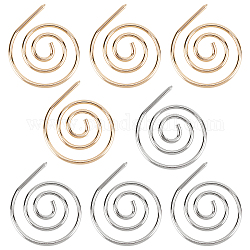 GORGECRAFT 8Pcs 2 Colors Spiral Cable Knitting Needles Iron Crochet Stitch Marker Circular Golden Silver Swirl Knitting Needle Handmade Knitting Tool for DIY Shawl Sweater Yarn Knitting Beginners