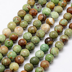 Natürlichen grünen Opal Perlen Stränge, facettiert, Runde, 8~9 mm, Bohrung: 1 mm, ca. 47 Stk. / Strang, 15.1 Zoll