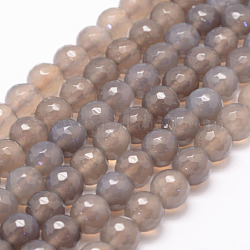 Agata naturale fili di perle, tondo, sfaccettato, 8mm, Foro: 1 mm, circa 47~48pcs/filo, 14.5 pollice