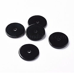 Naturale agata nera pendenti, tinti e riscaldato, disco, 24.5x2.5mm, Foro: 4 mm
