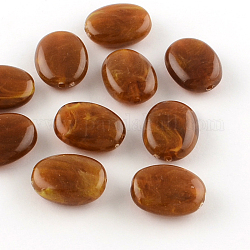 Perles acryliques ovales d'imitation pierre précieuse, selle marron, 19x15x7mm, Trou: 2mm, environ 330 pcs/500 g