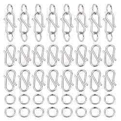 Unicraftale Finding Kits zur Schmuckherstellung, inklusive 304 S-Haken-Verschluss aus Edelstahl und runden Ringen, Edelstahl Farbe, 180 Stück / Karton