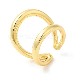 Латунное двойное открытое кольцо-манжета для женщин с покрытием стойки, без свинца и без кадмия, реальный 18k позолоченный, размер США 6 1/4 (16.7 мм)