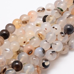 Chapelets de perles rondes en agate naturelle, 4mm, Trou: 1mm, Environ 93 pcs/chapelet, 14.1 pouce