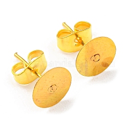Risultati di orecchini in ferro, cuscinetti per orecchini rotondi piatti con orecchino a farfalla sul retro, oro, 8mm, 100pcs/scatola