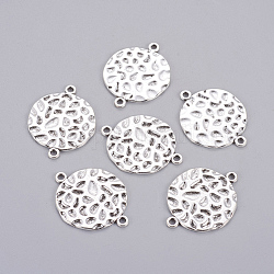 Collegamenti stile tibetano / connettori, rotondo e piatto,  piombo e cadmio libero, argento antico, 31x24x1.5mm, Foro: 2 mm