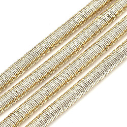 Cordones de poliéster & algodón, con la cadena de hierro en el interior, oro, 6mm, alrededor de 54.68 yarda (50 m) / paquete