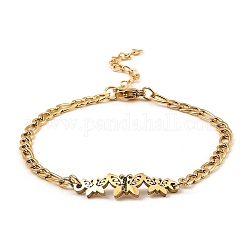 201 braccialetto a maglie in acciaio inossidabile da donna, oro, farfalla, 7-3/8 pollice (18.7 cm)