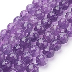 Natürlichen Amethyst Perlen Stränge, Runde, facettiert, lila, 10 mm, Bohrung: 1 mm, 18 Stk. / Strang, 8 Zoll