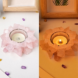 Natürliche rohe Rosenquarz-Kerzenhalter, für Duftdiffusor, Reiki-Energiestein-Display-Dekoration, 10 cm, Innendurchmesser: 4 cm