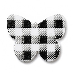 Pendentifs en acrylique opaque à motif tartan, pour les accessoires de boucle d'oreille de bricolage, papillon, noir, 27x33x2mm, Trou: 1.6mm