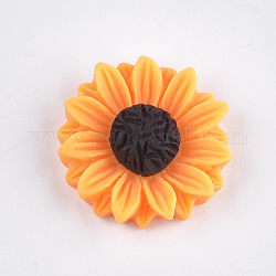 Harz Cabochons, Sonnenblume, dunkelorange, 24x7 mm