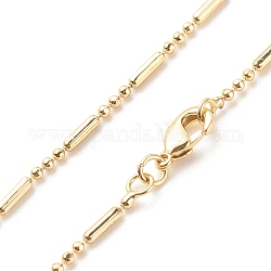 Collar de cadena de eslabones de bola y columna de latón para mujer, sin plomo y cadmio, real 18k chapado en oro, 17.80 pulgada (45.2 cm)