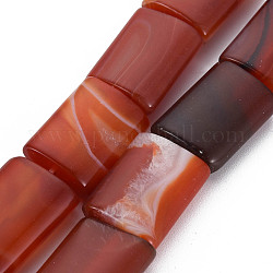 Fili di perle di agata rossa brasiliana, tinti e riscaldato, rettangolo, 19.5~21x14~15x7mm, Foro: 1.4 mm, circa 19pcs/filo, 14.96 pollice (38 cm)
