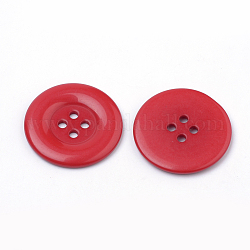 4 bottone in acrilico buche, rotondo e piatto, rosso, 34x3mm, Foro: 3 mm