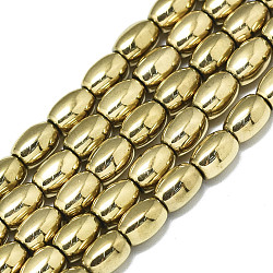 Chapelets de perles en hématite synthétique sans magnétiques, ovale, véritable 18k plaqué or, 5.5x4mm, Trou: 0.5mm, Environ 68~70 pcs/chapelet, 15.75 pouce (40 cm)