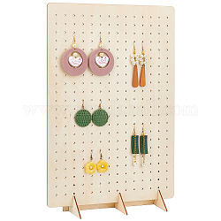 Soportes de exhibición de aretes inclinados hacia atrás de madera, soporte organizador de joyas para almacenamiento de aretes, Rectángulo, mocasín, 30x10.8x43 cm, agujero: 3 mm