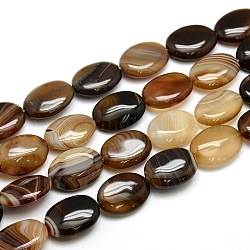 Ovale Perlenstränge aus natürlich gestreiftem Achat / gebändertem Achat, gefärbt, Kokosnuss braun, 20x15x8 mm, Bohrung: 2 mm, ca. 20 Stk. / Strang, 15.74 Zoll