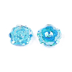 Прозрачные кабошоны из абс-пластика, цветок, голубой, 19.5x7.5 мм