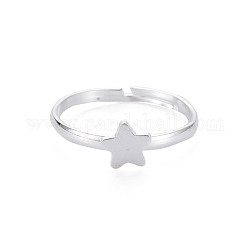 Звездные регулируемые кольца для мужчин и женщин, покрытие стойки простое тонкое железное кольцо, штабелируемое кольцо, серебряные, размер США 6 3/4 (17.1 мм)