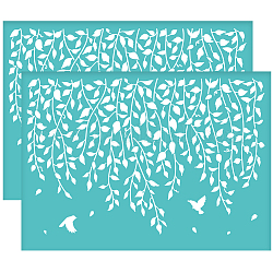 OLYCRAFT 2Pcs Vine Bird Partten Self-Adhesive Silk Screen Printing Stencil Plant Theme Silk Screen Stencil Reusable Mesh Stencils Transfer for DIY T-Shirt Fabric Painting - 7.7x5.5 Inch