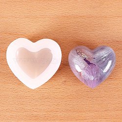 Stampi per ciondoli in silicone alimentare fai da te a forma di cuore, per la decorazione di una torta fai da te, cioccolato, caramella, creazione di gioielli in resina UV e resina epossidica, bianco, 55x46x27mm