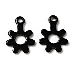 Ciondoli in acciaio inossidabile verniciato a spruzzo, pendente a fiore, nero, 201mm, Foro: 11x8.5x1 mm