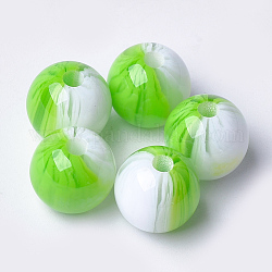 Perles en résine, ronde, lime, 14x13.5mm, Trou: 2.5mm