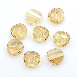 Austrian Crystal Bead Charms Loose Beads, 14mm Faceted Twist, Golden Shadow, about 14mm in diameter, 6mm thick, hole:1.2mm