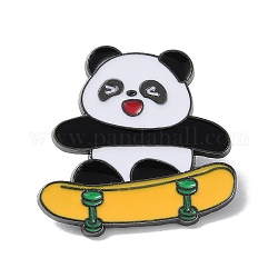 Sport-Thema Panda-Emaille-Pins, Rotgusslegierungsbrosche für Rucksackkleidung, Roller, 27x27.5 mm