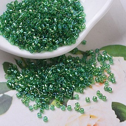 MIYUKI Delica Beads Small, Cylinder, Japanese Seed Beads, 15/0, (DBS0152) Transparent Green AB, 1.1x1.3mm, Hole: 0.7mm, about 35000pcs/bag, 100g/bag
