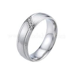 Anillo de dedo de rombo de rhinestone de cristal, 201 joyería de acero inoxidable para mujer., color acero inoxidable, diámetro interior: 17 mm