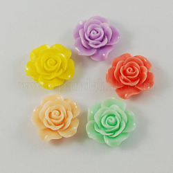 Resin Cabochons, Flower, Mixed Color, 20x8mm