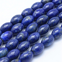 Abalorios de lapislázuli naturales hebras, Grado A, arroz, 12x8mm, agujero: 1 mm, aproximamente 33 unidades / cadena, 15.7 pulgada (40 cm)