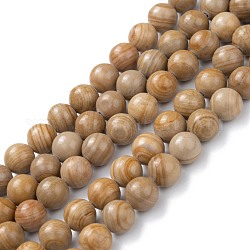 Brins de perles de jaspe en argent naturel, teints et chauffée, ronde, Pérou, 8mm, Trou: 1.2mm, Environ 47 pcs/chapelet, 15.55'' (39.5 cm)