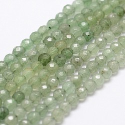Chapelets de perles en aventurine vert naturel, facette, ronde, 6mm, Trou: 1mm, Environ 61 pcs/chapelet, 14.9 pouce ~ 15.1 pouces